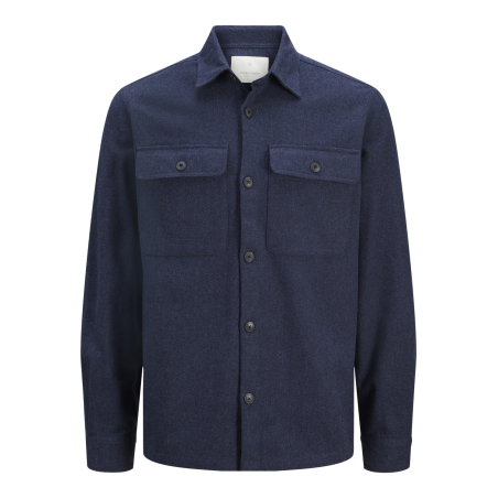 JACK & JONES Jprraymond Melange Solid Langærmet Overshirt Sn - Sargasso Sea