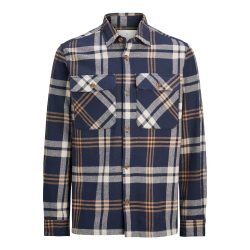 JACK & JONES Jprraymond Melange Check Overshirt Pls - Night Sky