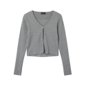LMTD Kula Langærmet Rib Cardigan - Grey Melange