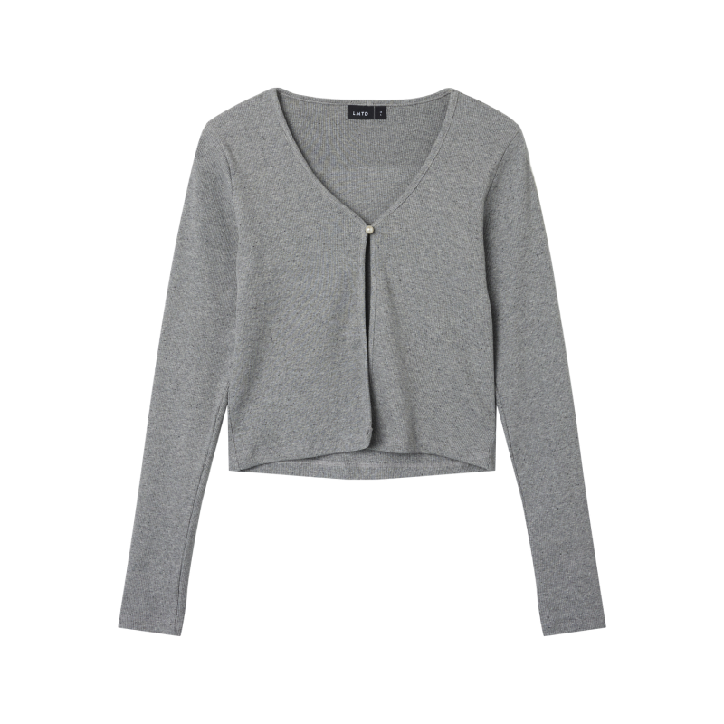 LMTD Kula Langærmet Rib Cardigan - Grey Melange