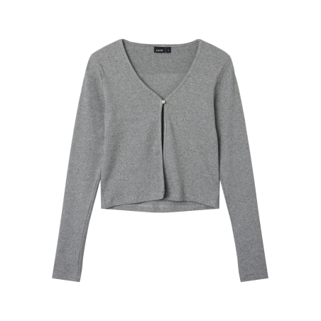 LMTD Kula Langærmet Rib Cardigan - Grey Melange