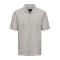 ONLY & SONS Caiden S/S Hør Skjorte - Chinchilla