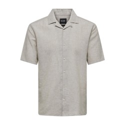 ONLY & SONS Caiden S/S Hør Skjorte - Chinchilla