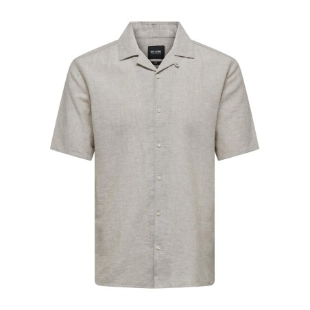 ONLY & SONS Caiden S/S Hør Skjorte - Chinchilla