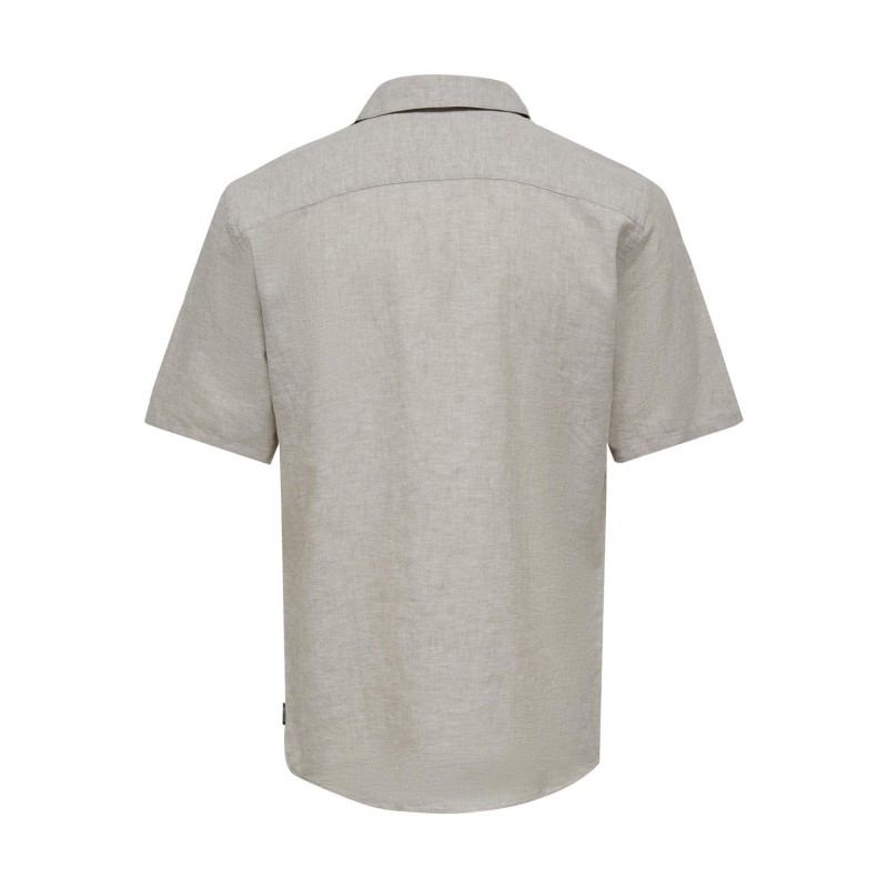 ONLY & SONS Caiden S/S Hør Skjorte - Chinchilla