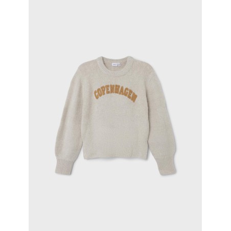 NAME IT Nkfkilouie Langærmet Kort Knit - Peyote Melange