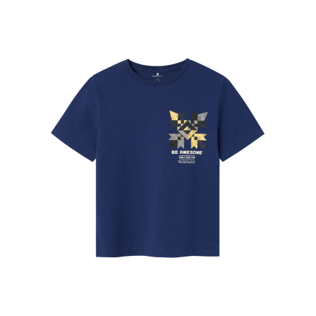 NAME IT Nkmkaraffel Kortærmet Loose Top - Blueprint