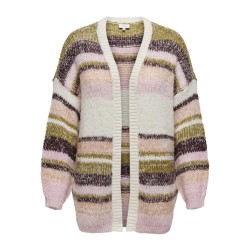 ONLY CARMAKOMA Alykortærmeta Langærmet Life Stripe D Knt - Hvidcap Gray