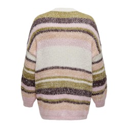 ONLY CARMAKOMA Alykortærmeta Langærmet Life Stripe D Knt - Hvidcap Gray