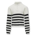 KIDS ONLY Franca Half Zip Langærmet Stripe Knt - Cloud Dancer