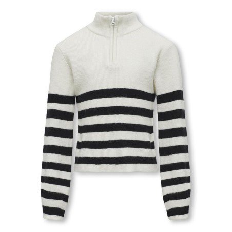 KIDS ONLY Franca Half Zip Langærmet Stripe Knt - Cloud Dancer