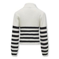 KIDS ONLY Franca Half Zip Langærmet Stripe Knt - Cloud Dancer