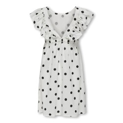 KIDS ONLY Dotty S/L Detail Kjole Vævet - Cloud Dancer