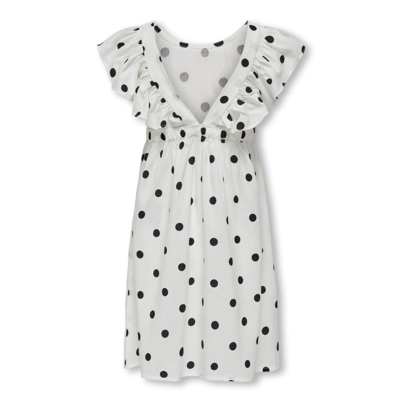KIDS ONLY Dotty S/L Detail Kjole Vævet - Cloud Dancer