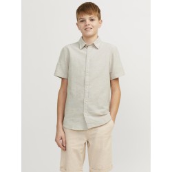 JACK & JONES Junior Hør S/S Skjorte - Crockery