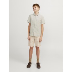 JACK & JONES Junior Hør S/S Skjorte - Crockery