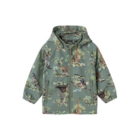 NAME IT Mini Softshell Dino Jakke - Agave Green