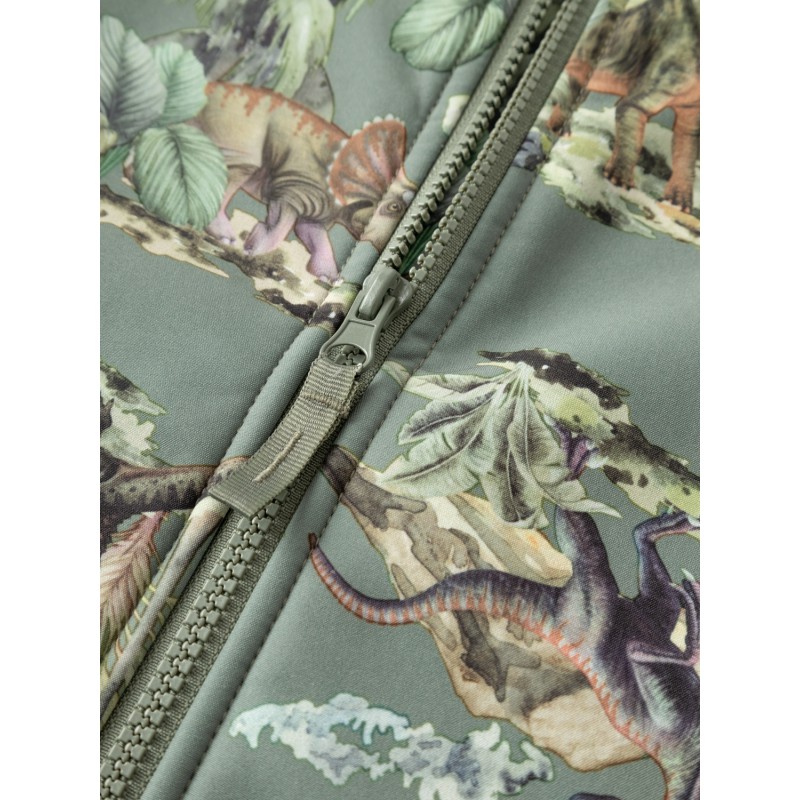 NAME IT Mini Softshell Dino Jakke - Agave Green