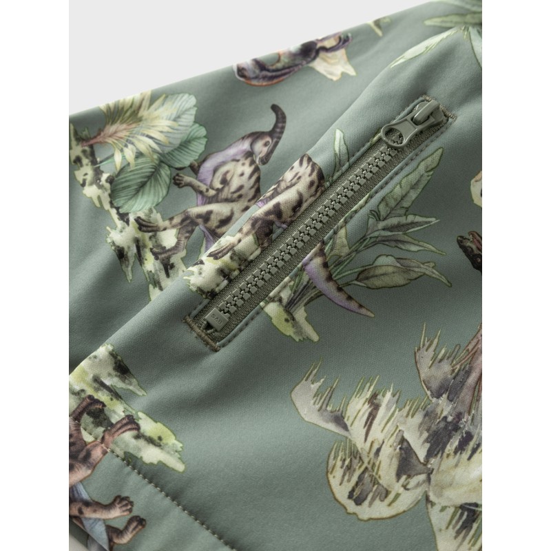 NAME IT Mini Softshell Dino Jakke - Agave Green