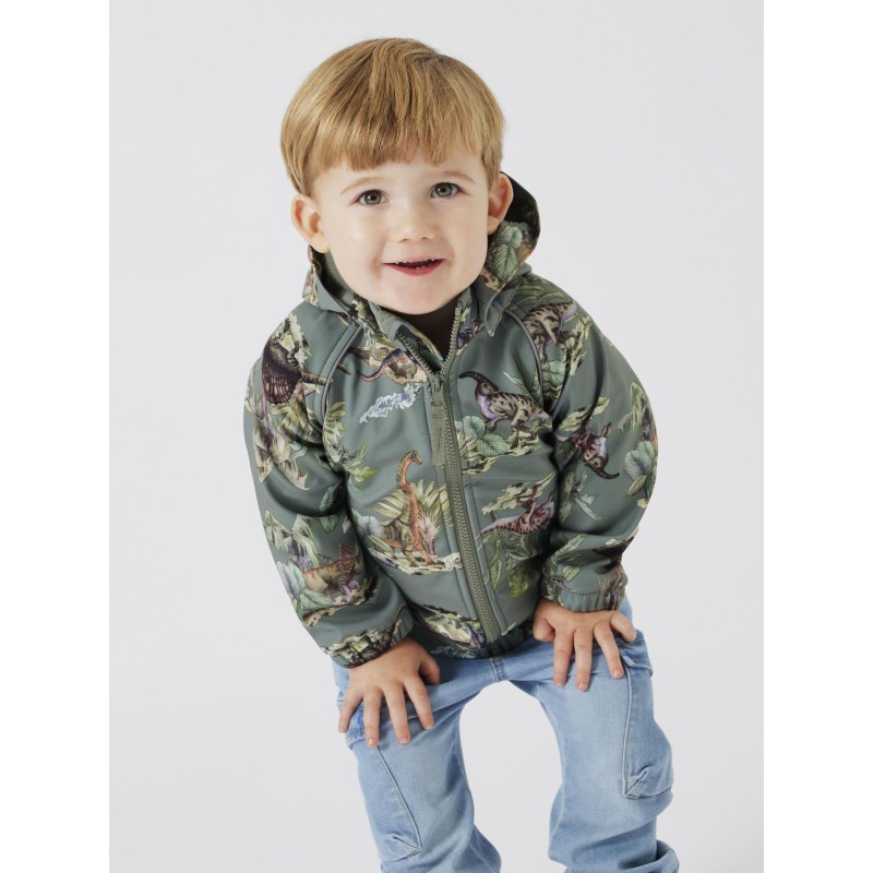NAME IT Mini Softshell Dino Jakke - Agave Green