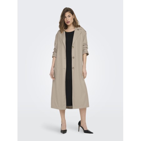 ONLY Line Trenchcoat X-Lang Frakke - Humus
