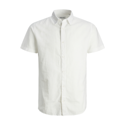JACK & JONES Elinen Blend Shirt Kortærmet Sn Pls - Hvid