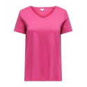 ONLY CARMAKOMA Bonnie Life S/S V-Neck A-Shape Tee - Flame Scarlet