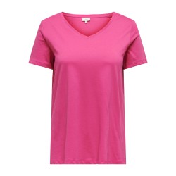 ONLY CARMAKOMA Bonnie Life S/S V-Neck A-Shape Tee - Flame Scarlet