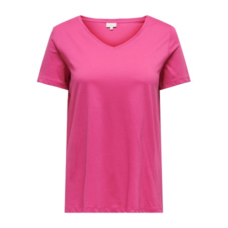 ONLY CARMAKOMA Bonnie Life S/S V-Neck A-Shape Tee - Flame Scarlet