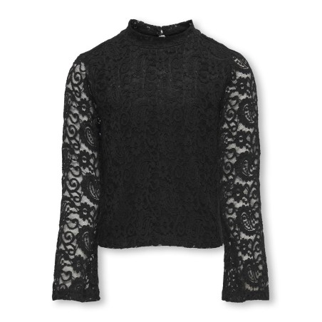 KIDS ONLY Milly Langærmet Flared Sleeve Lace Top Jrs - Sort