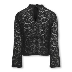 KIDS ONLY Milly Langærmet Flared Sleeve Lace Top Jrs - Sort