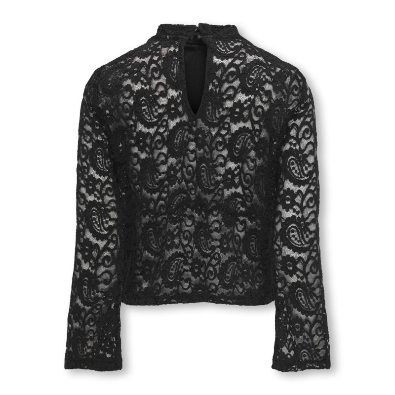 KIDS ONLY Milly Langærmet Flared Sleeve Lace Top Jrs - Sort