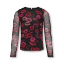 KIDS ONLY Paris Langærmet O-Neck Mesh Top Jrs - Sort