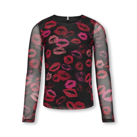 KIDS ONLY Paris Langærmet O-Neck Mesh Top Jrs - Sort
