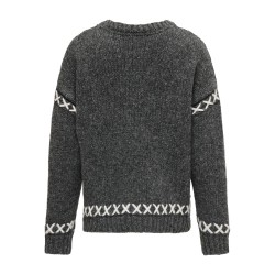 KIDS ONLY Amanda Life Langærmet O-Neck Detail Cs Knt - Dark Grey Melange