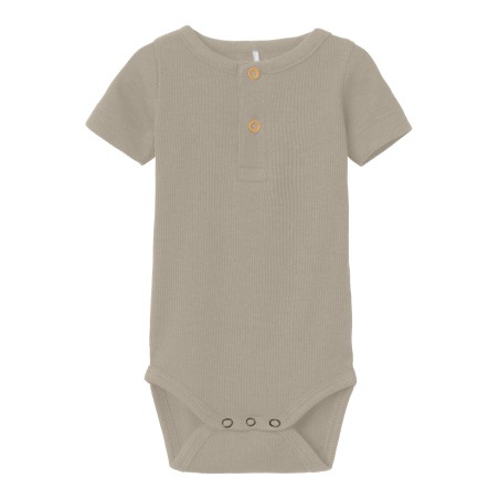 NAME IT Baby Rib S/S Bodystocking - Pure Cashmere