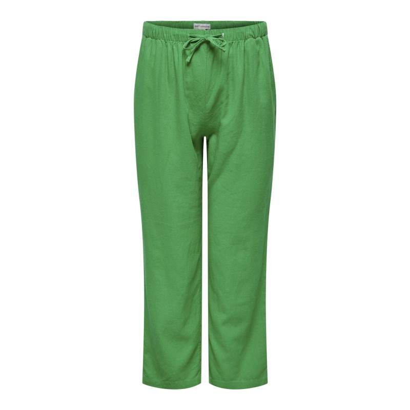 ONLY CARMAKOMA Hør Pull-Up Bukser - Green Bee