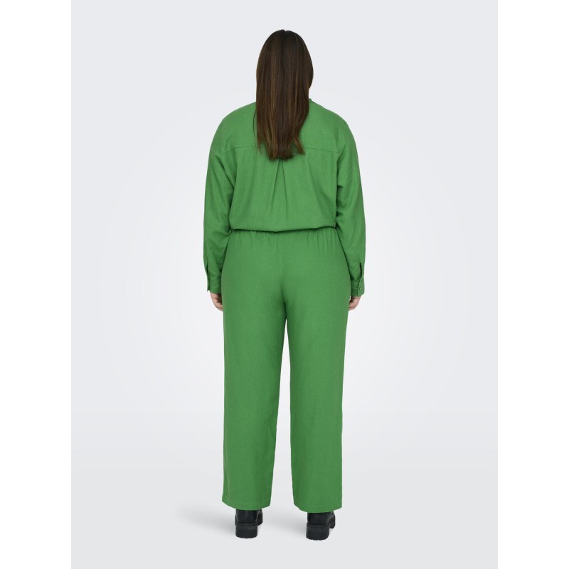 ONLY CARMAKOMA Hør Pull-Up Bukser - Green Bee