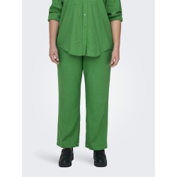 ONLY CARMAKOMA Hør Pull-Up Bukser - Green Bee