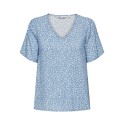 ONLY Susan S/S V-Neck Top Vævet - Blissful Blue