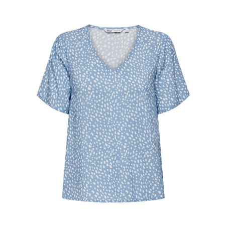 ONLY Susan S/S V-Neck Top Vævet - Blissful Blue