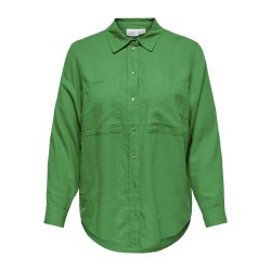 ONLY CARMAKOMA L/S Hør Skjorte - Green Bee