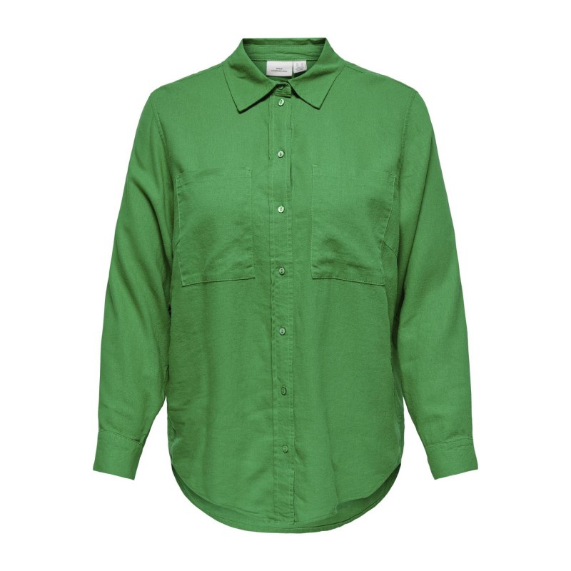 ONLY CARMAKOMA L/S Hør Skjorte - Green Bee