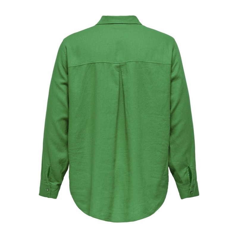 ONLY CARMAKOMA L/S Hør Skjorte - Green Bee