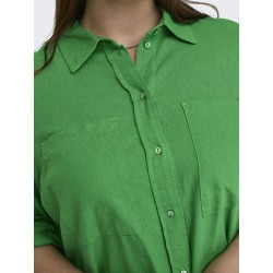 ONLY CARMAKOMA L/S Hør Skjorte - Green Bee