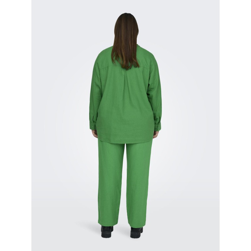 ONLY CARMAKOMA L/S Hør Skjorte - Green Bee