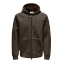 ONLY & SONS Onsbobbey Scuba Full Zip Hoodie Sweat - Major Brown