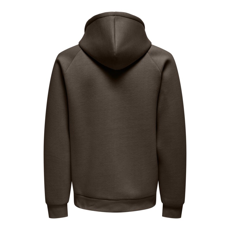 ONLY & SONS Onsbobbey Scuba Full Zip Hoodie Sweat - Major Brown