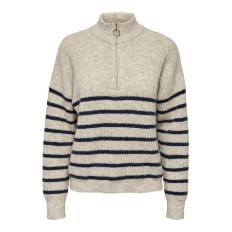 ONLY Tokyo Langærmet Zip Pullover Knt - Pumice Stone