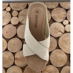 Sandal Med Hæl - Beige